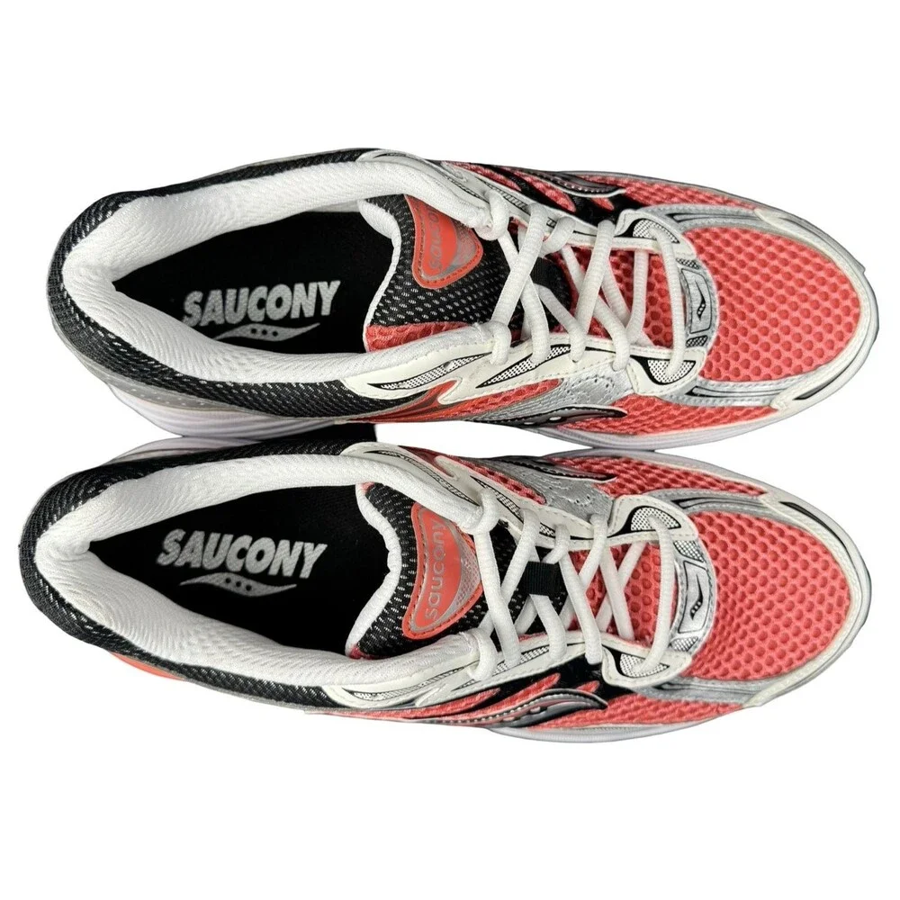 Saucony Womens 12 Running Sneakers Shoes ProGrid Omni 9 Coral Silver White New